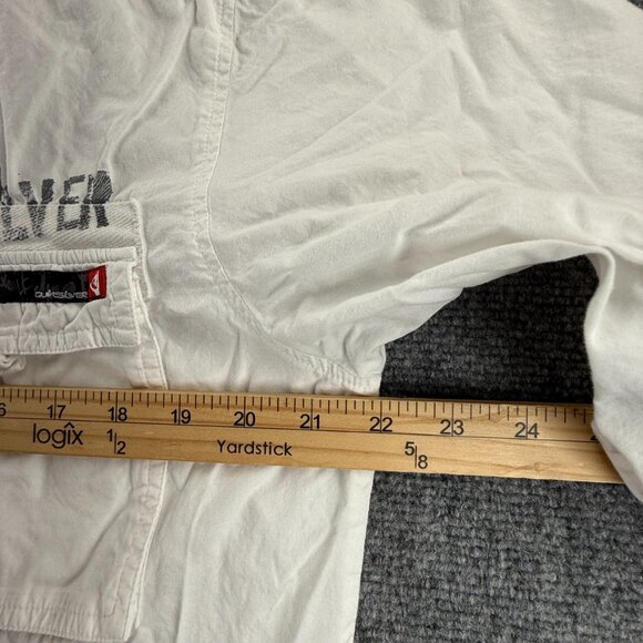 Quiksilver Loop Graphic Print All Cotton Camp Short Sleeve Medium White Casual - Picture 10 of 16